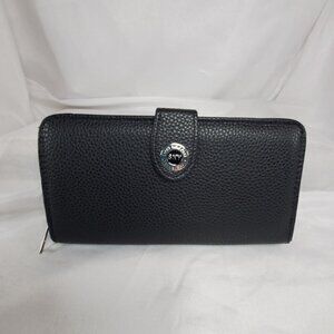 Stone New York Black Pebbled Leather Wallet W/ Snap Closure & Zipper Compartment